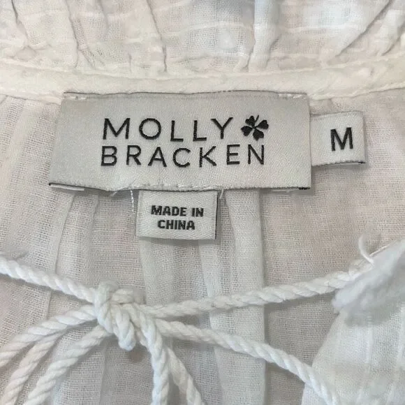 Molly Bracken Womens Flutter Sleeve Mini Dress White Size Medium - Picture 7 of 10
